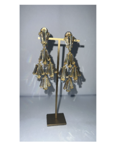 Aretes plata .925 con clip & 30 gemas en forma de Trapecio Citrina